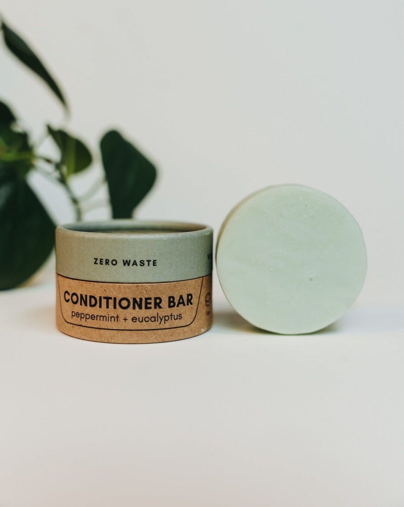 Conditioner Bar | Peppermint + Eucalyptus conditioner bar Zero Waste MVMT With Container