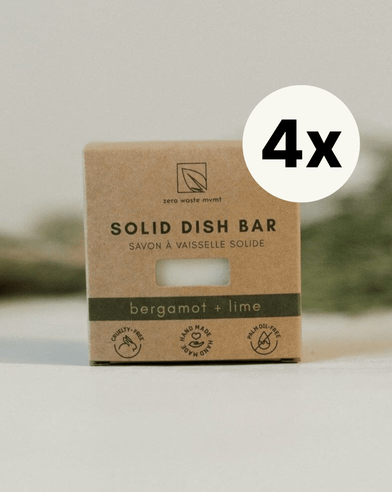 Solid Dish Soap Bar | Bergamot + Lime | 4 Pack Zero Waste MVMT