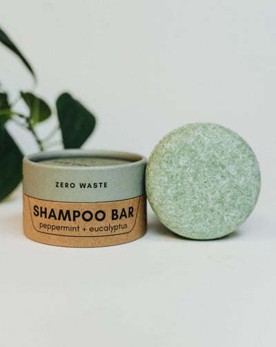 Shampoo Bar | Peppermint + Eucalyptus Shampoo Bar Zero Waste MVMT With Container 
